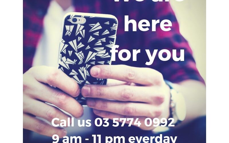 A photo of person holding smartphone. We are here for you