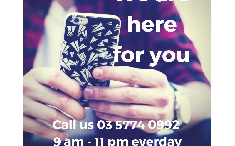 A photo of person holding smartphone. We are here for you