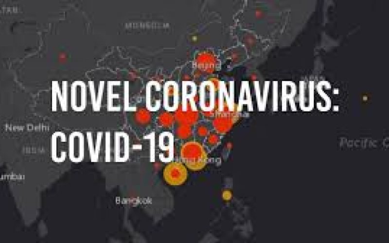 Image of world map and "Novel Coronavirus COVID-19"