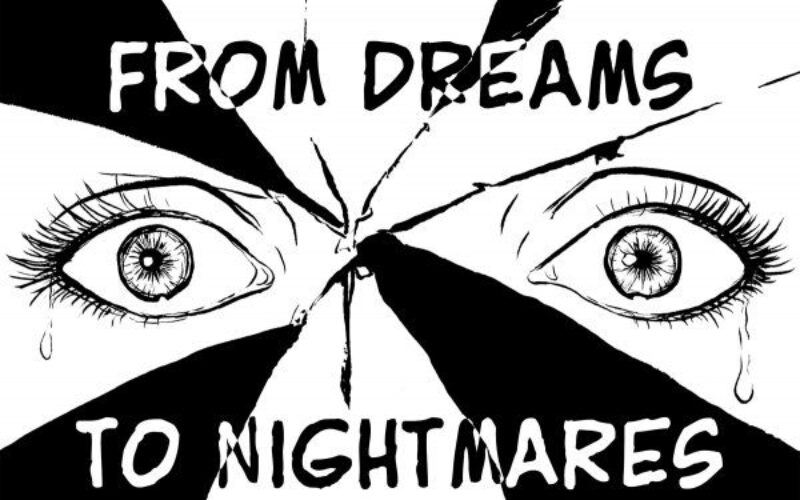 An illustration that emphasizes wide-open eyes. From Dreams to Nightmares