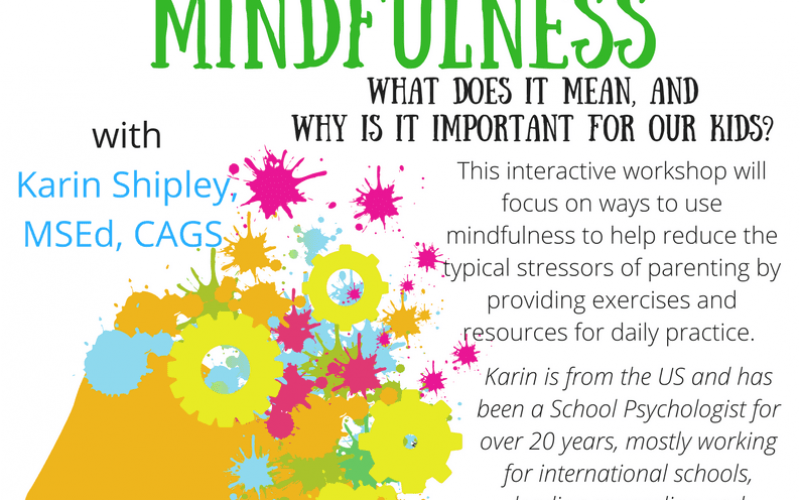 A poster of Tell's workshop of Parenting with Mindfulness on April 25 at 10am-12pm at Kasumicho Studio Nishiazabu