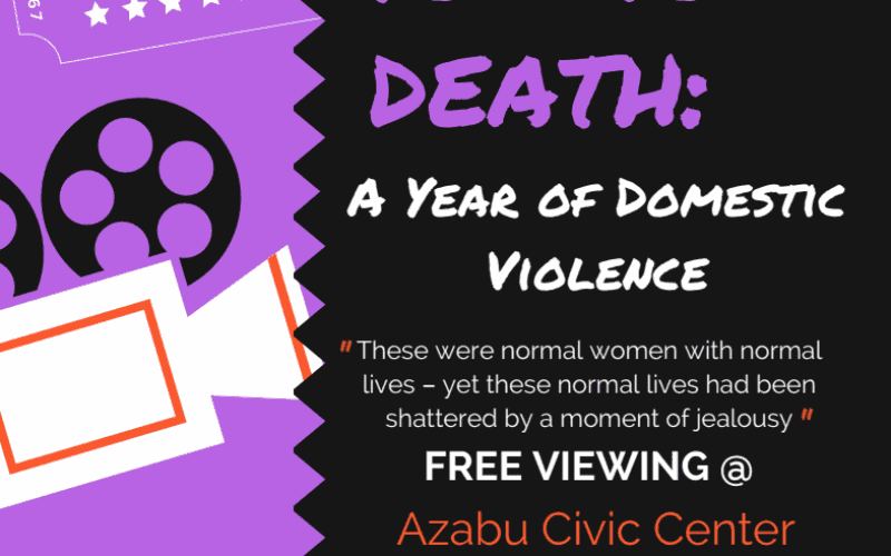 A poster of workshop of Love You To Death: A Year Of Domestic Violence on December 7 at 7pm at Azabu Civic Center