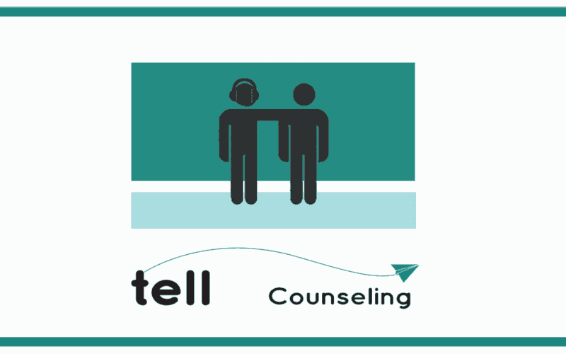 An icon of two people, one wearing headphones and with their arms around each other's shoulders on green background